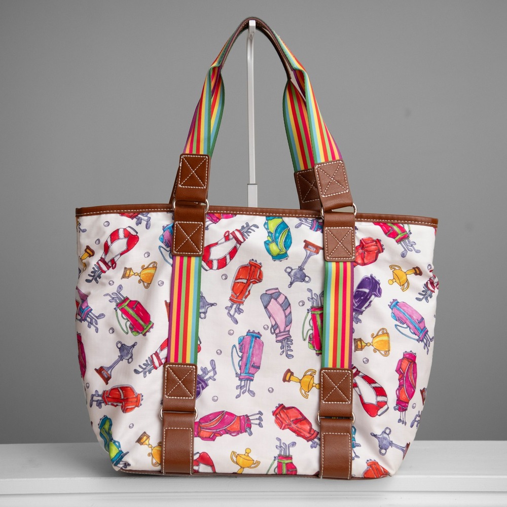 Sydney Love Purse Golf Print Tote‎ Bag Colorful Rainbow Straps Ladies Athleisure